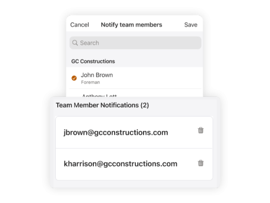 Tagging team members in Raken.