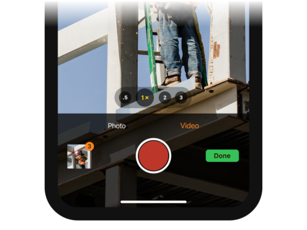 Taking a video in the Raken app.