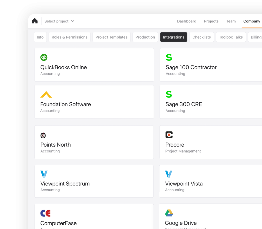 Accounting software Raken integrates with.