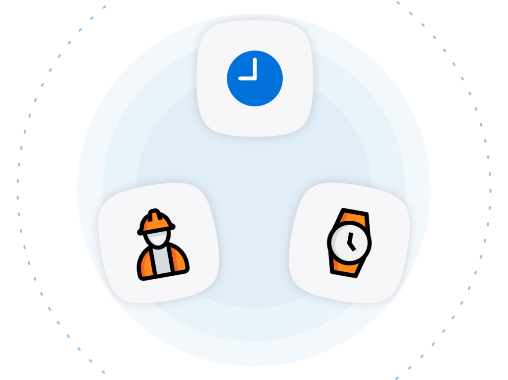 time and production tracking icons.