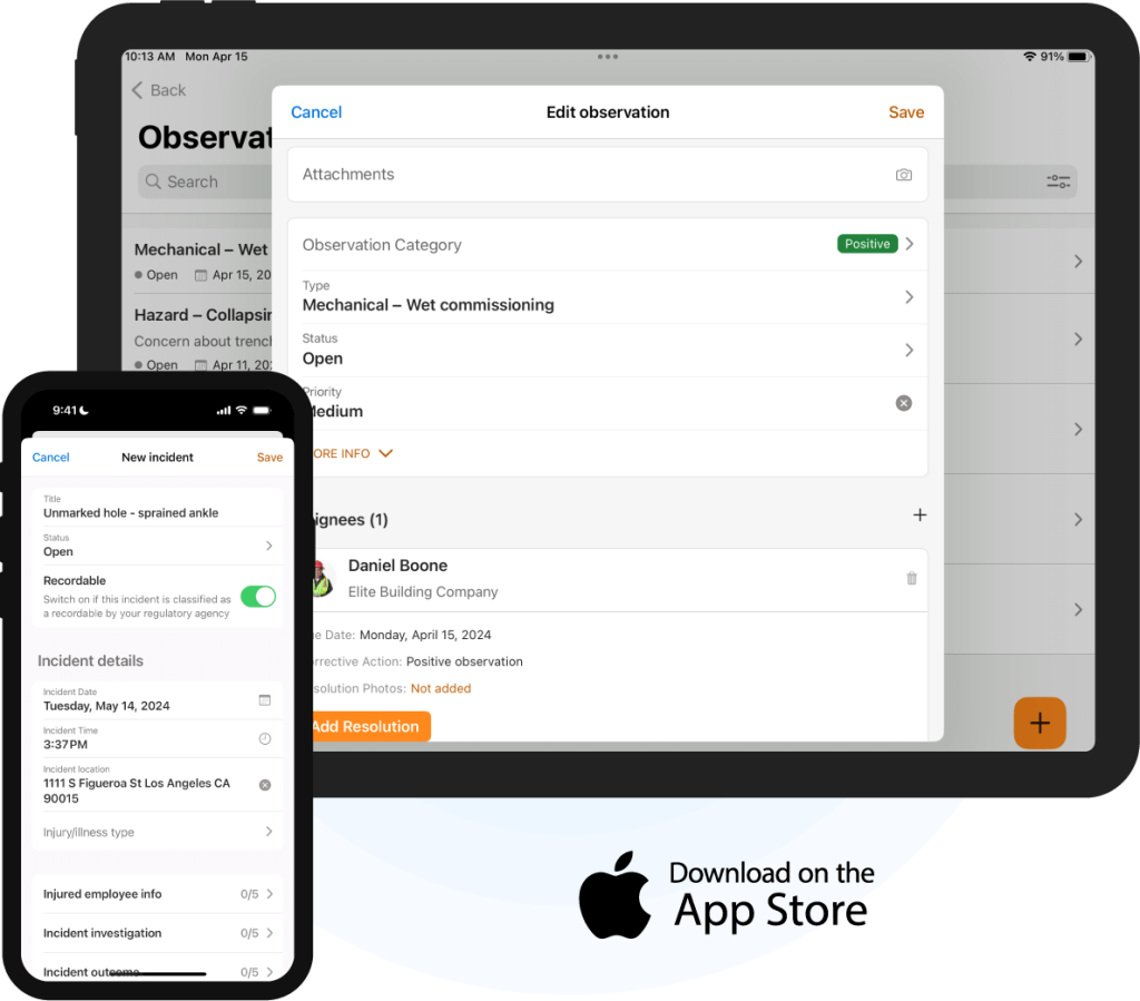 Raken iOS construction app.