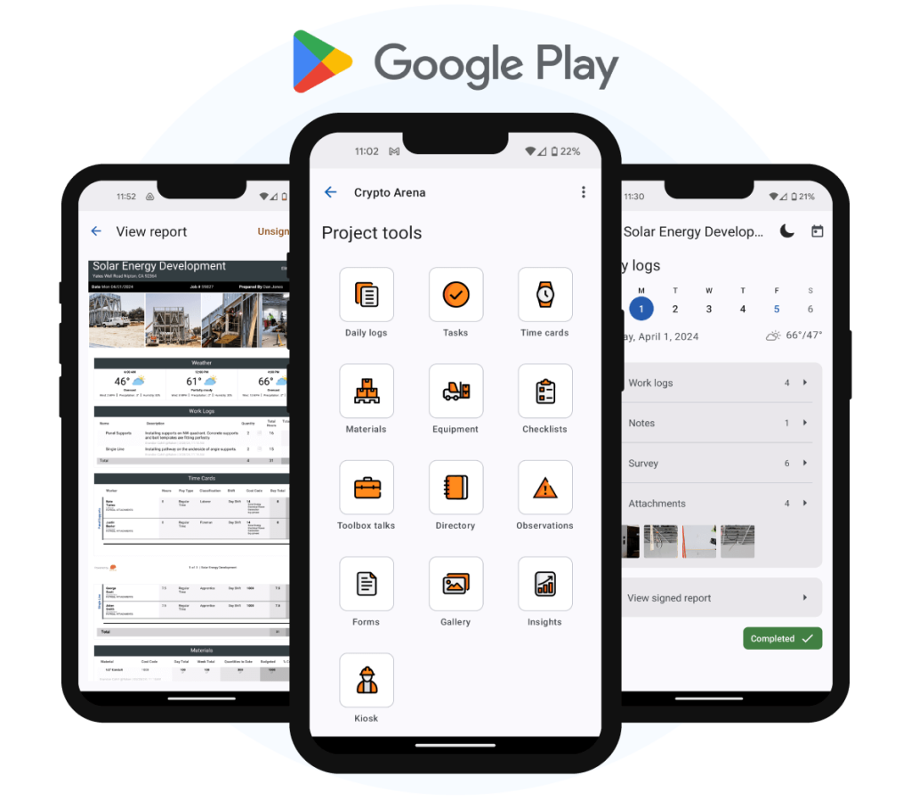 Raken Android construction app.
