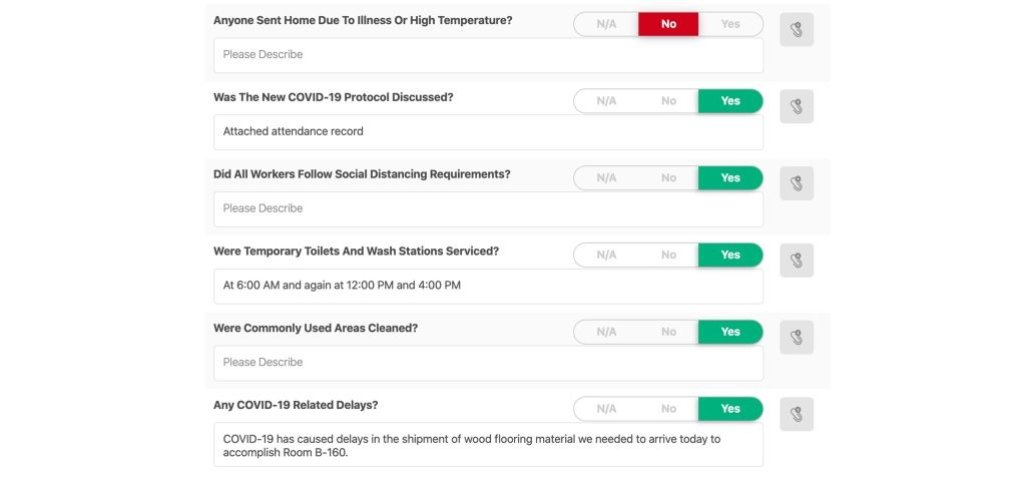 covid survey in Raken app.