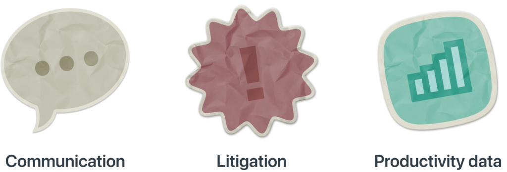 speech bubble, exclamation point, data icon stickers.