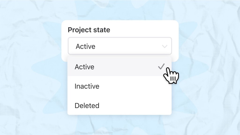 Project state options in Raken construction software.