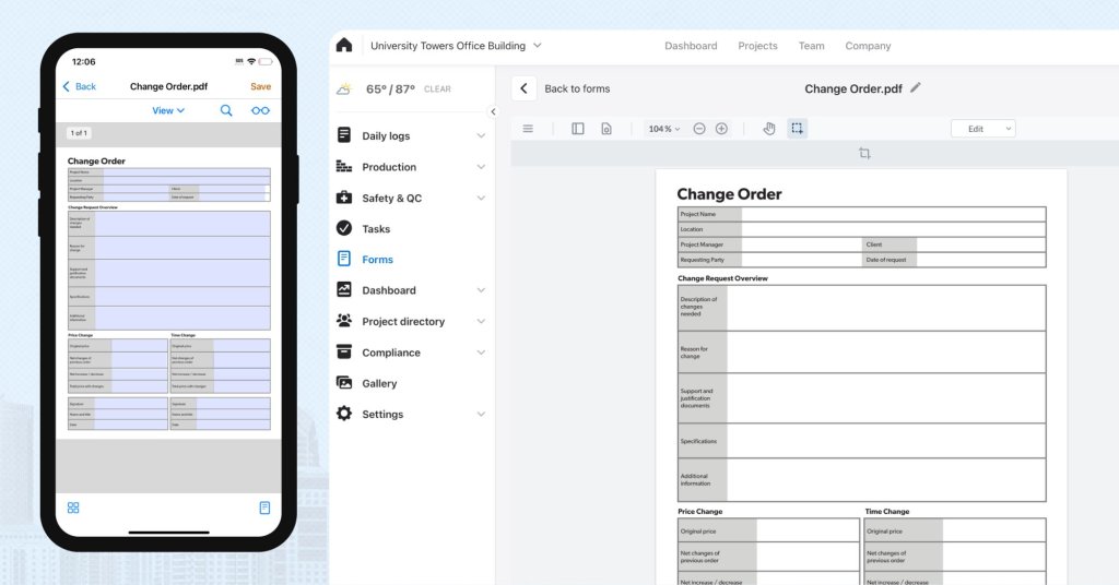 Change order management software.