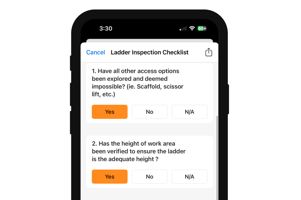 Raken mobile construction checklist app.