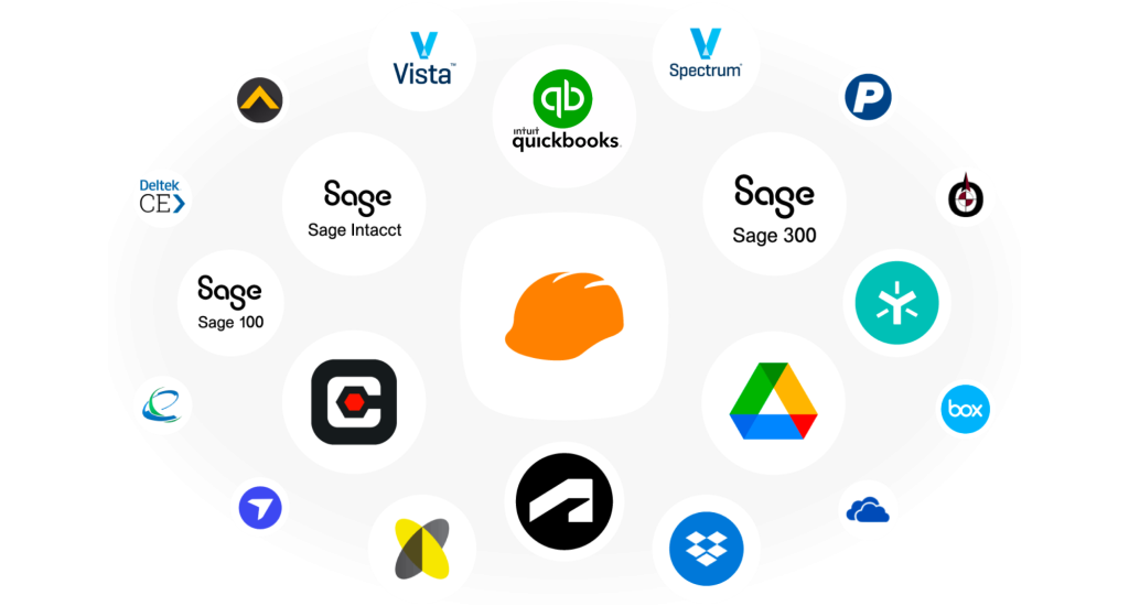 Raken construction software integration logos.