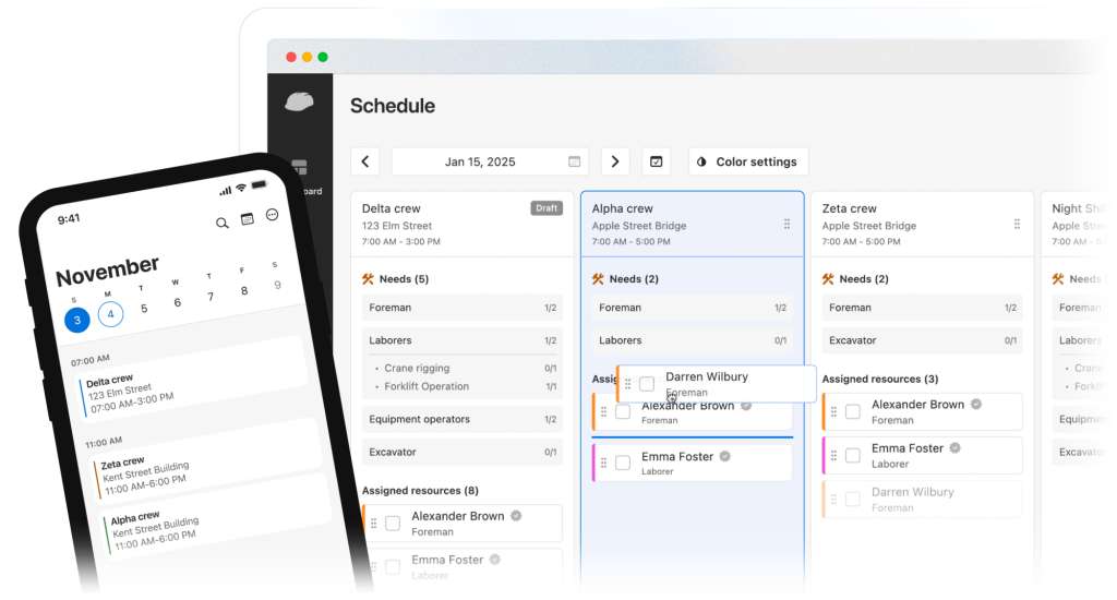 Raken resource scheduling tools.