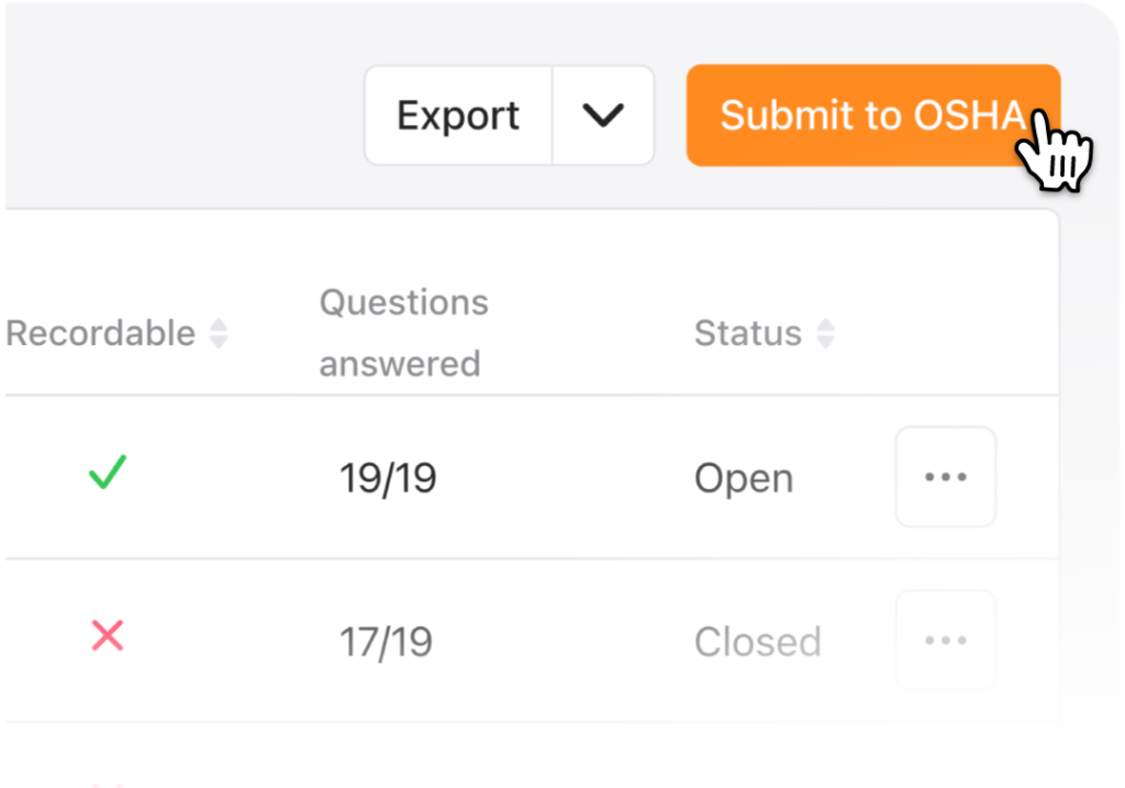 Raken construction safety software submit to OSHA screenshot.