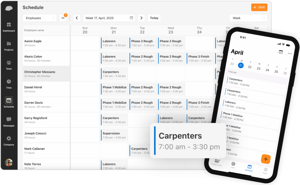 Raken construction resource scheduling feature.