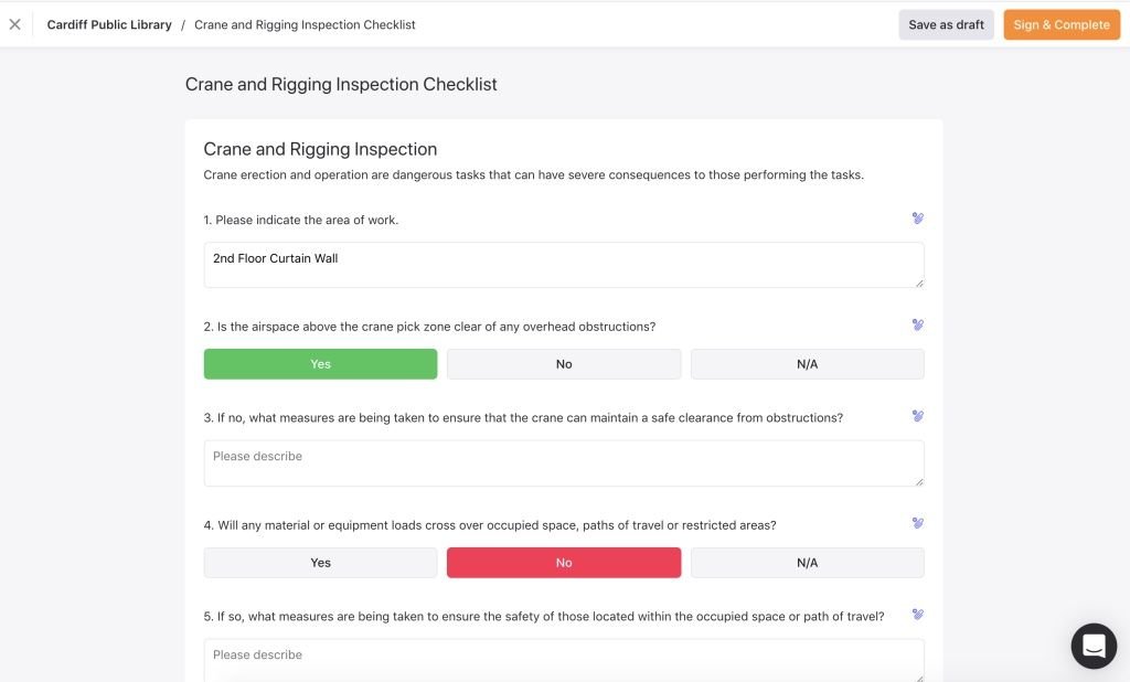 crane and rigging inspection checklist.