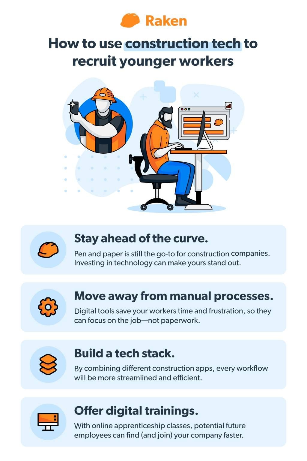 infographic on using tech to appeal to the next generation of construction.