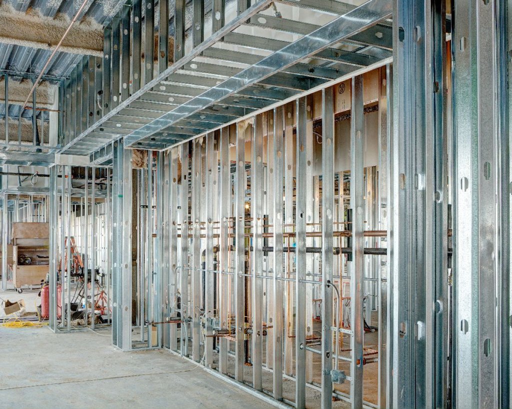 Interior construction site.
