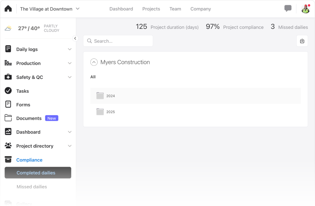 Raken construction management software screenshot.