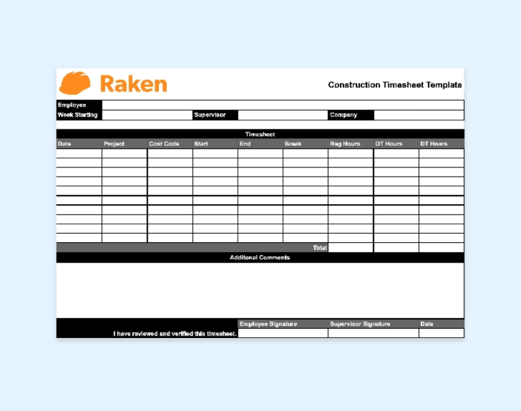 construction timesheet template.