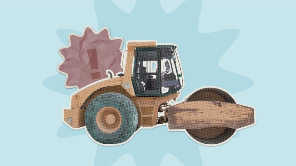 heavy construction equipment on blue background.