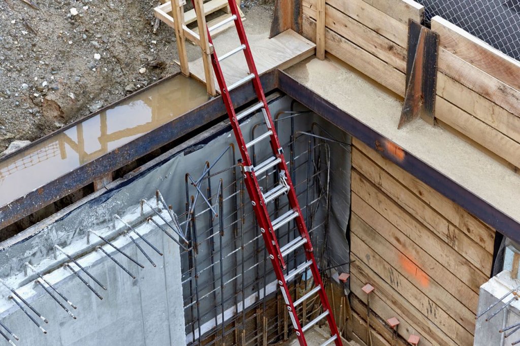 ladder on construction site.