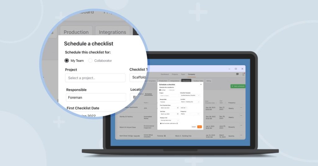 Raken's managed checklist software.