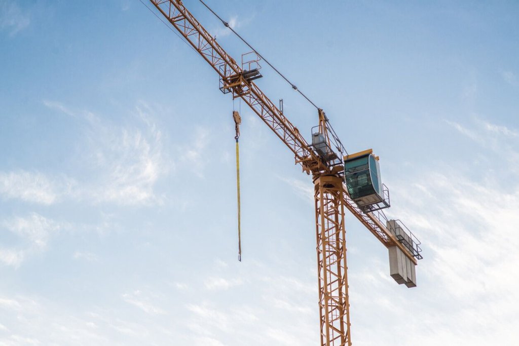 crane on construction jobsite.