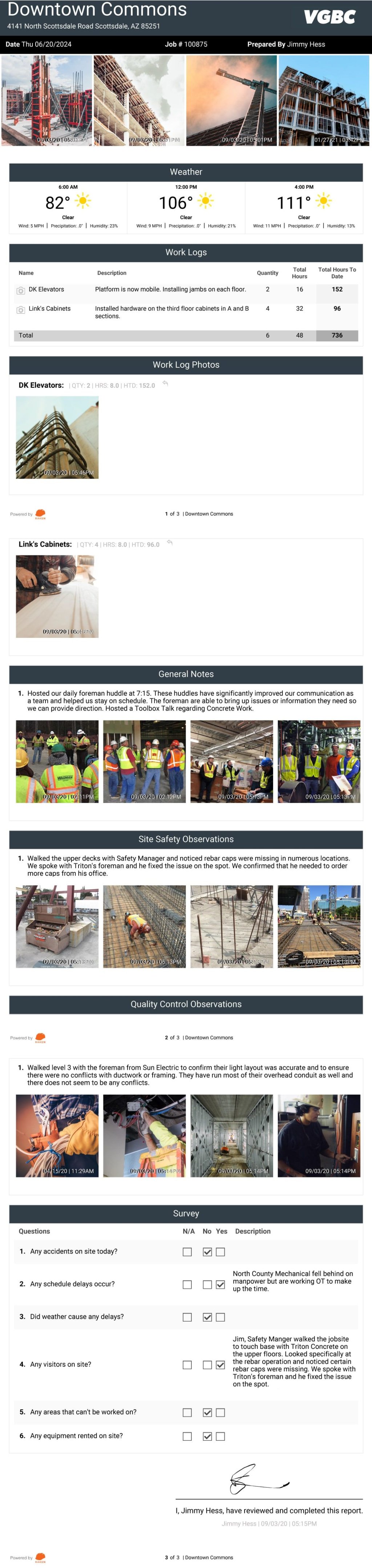 GC daily report example.