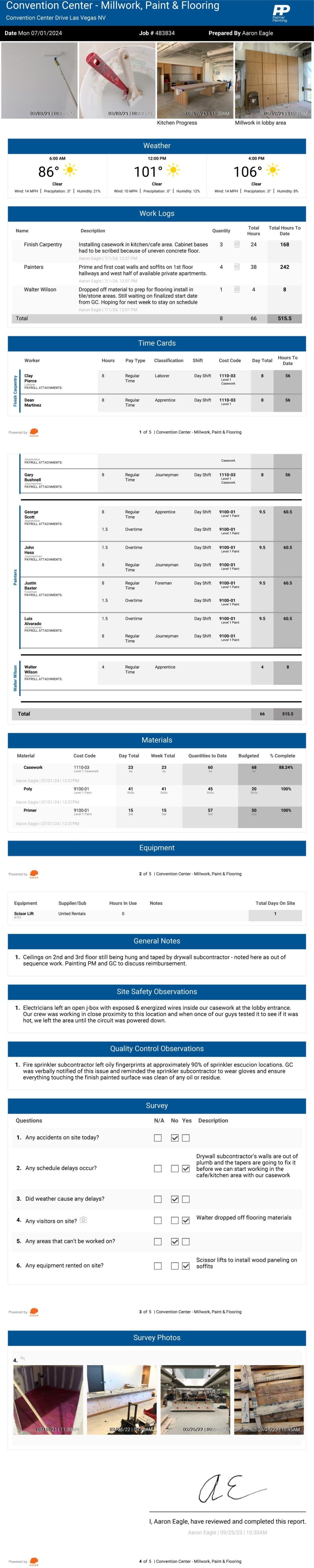 Painting contractor daily report example.