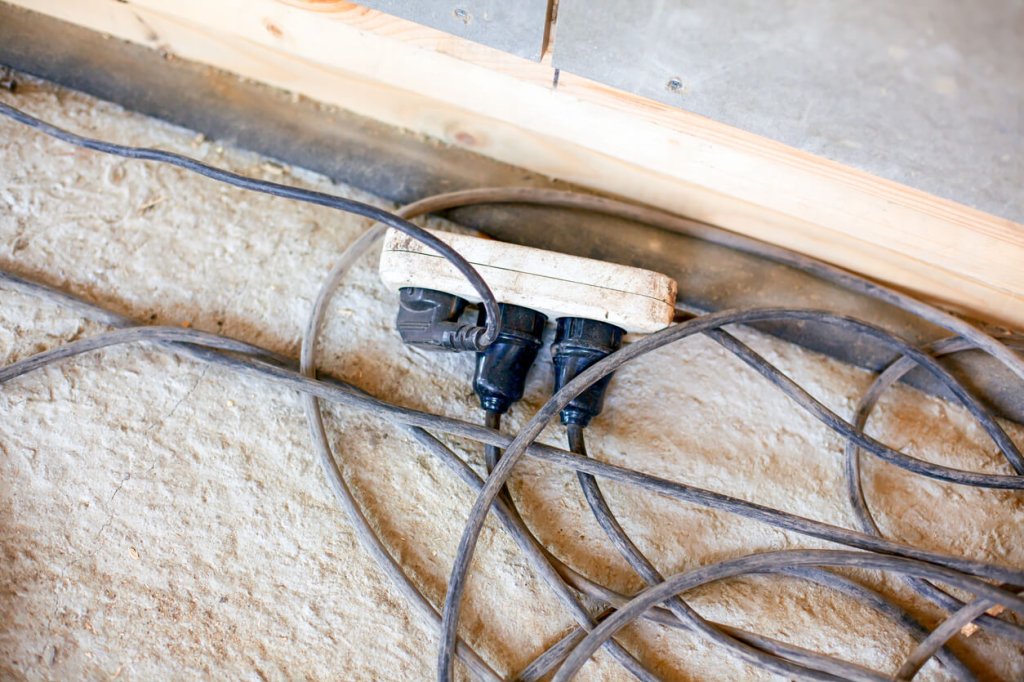 extension cords on a construction site.