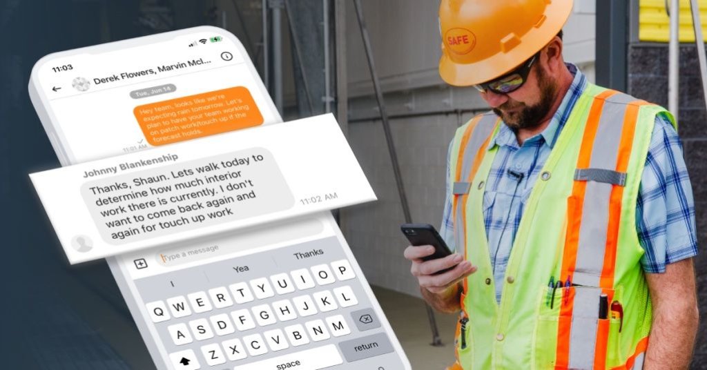 Screenshot of messaging chat on mobile.