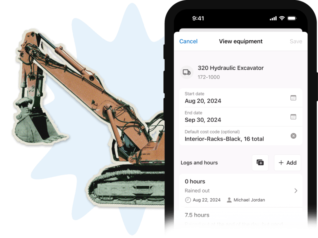 construction equipment management app.