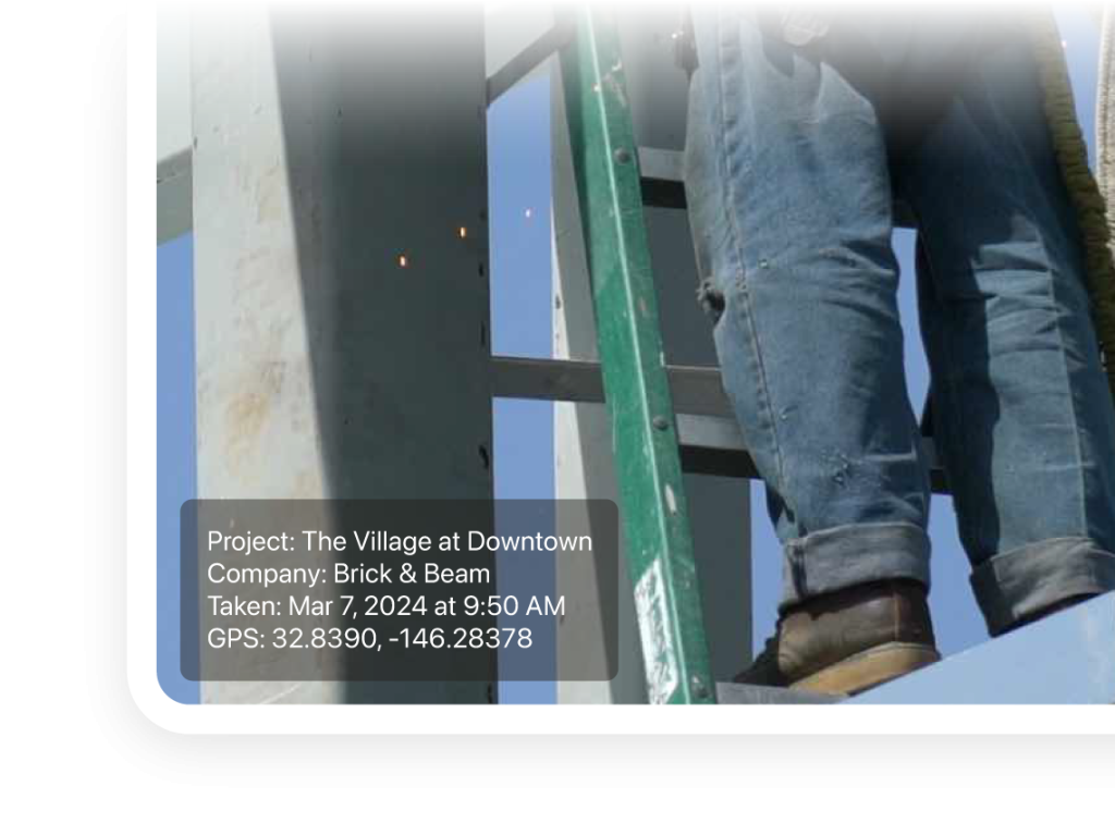 Time, date, and GPS stamp on jobsite photos.