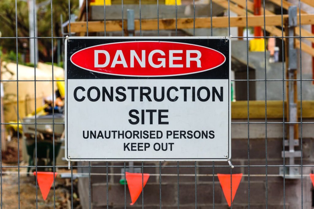 danger sign on construction site.