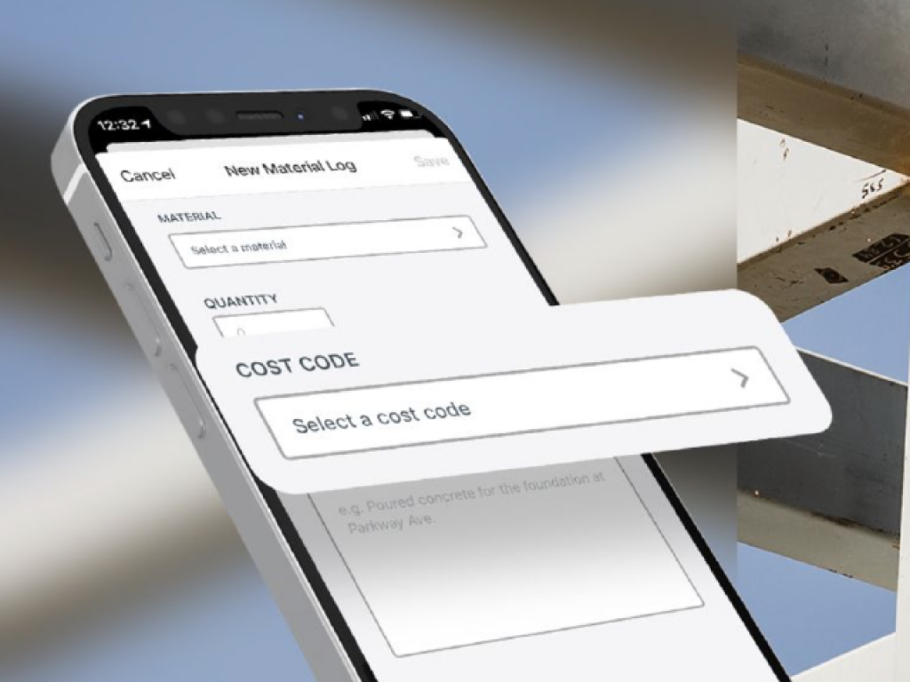 construction cost code selection in Raken app.