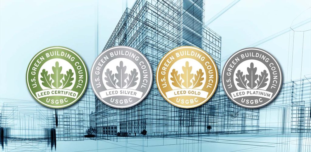 Construction LEED Certification badges.