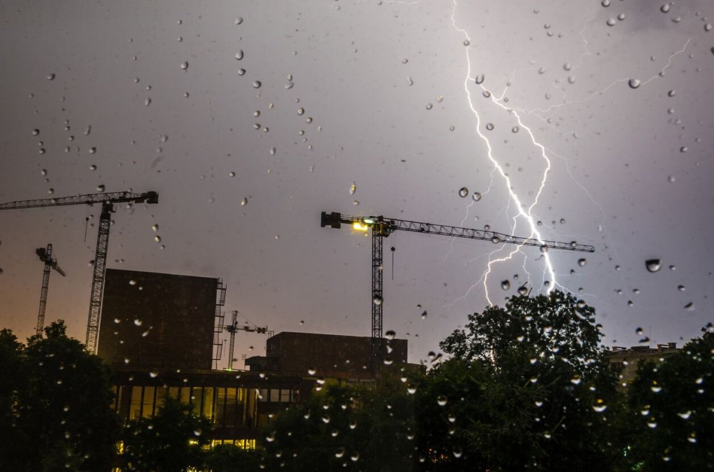 Lightning on a construction site.
