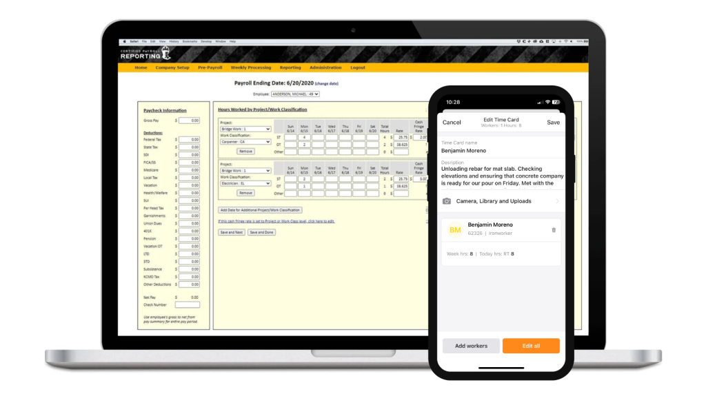 Points North + Raken integration on laptop and mobile phone.