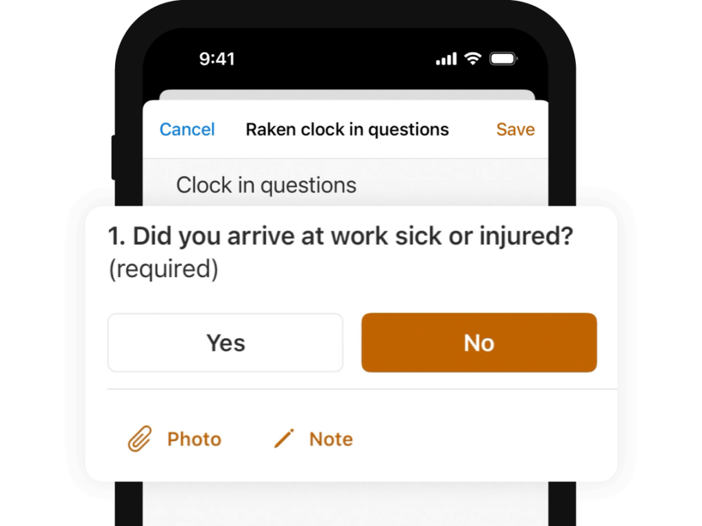 Custom clock in and clock out questions.