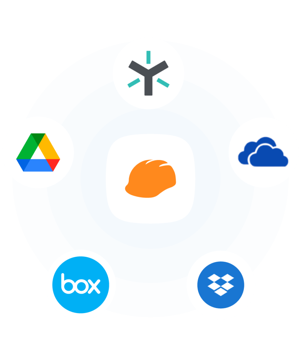 logos of cloud storage software Raken integrates with.