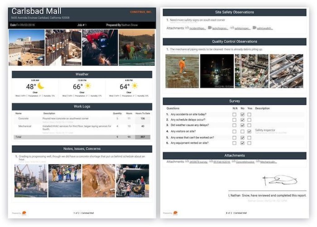 subcontractor daily report example.