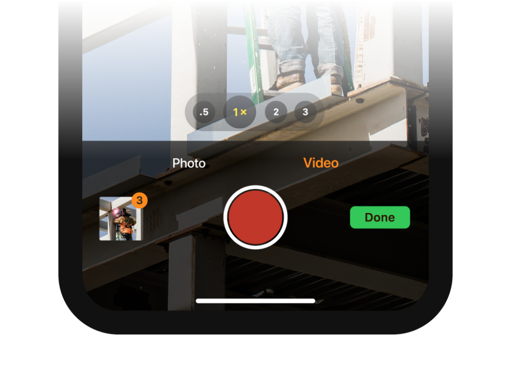 Taking a safety photo in Raken app.