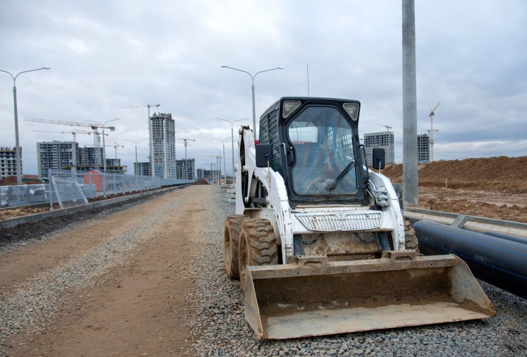 skid steer on a construction site.