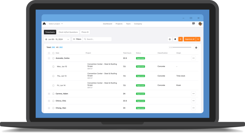 Construction Timesheet App & Software Raken