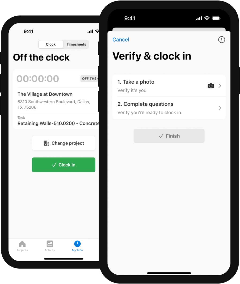 verification features on construction timesheet app.