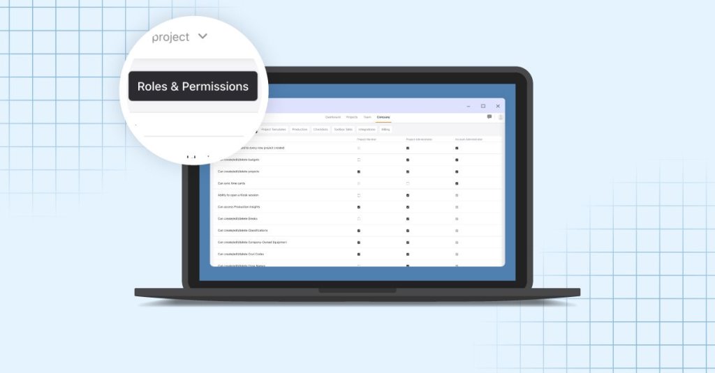 assigning user roles in Raken construction management software.