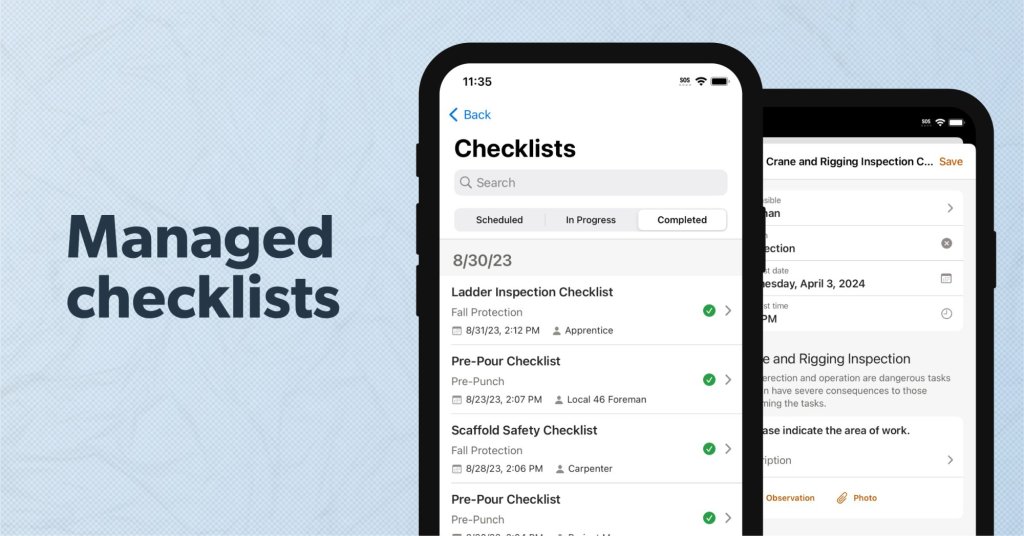 Managed checklists from Raken.