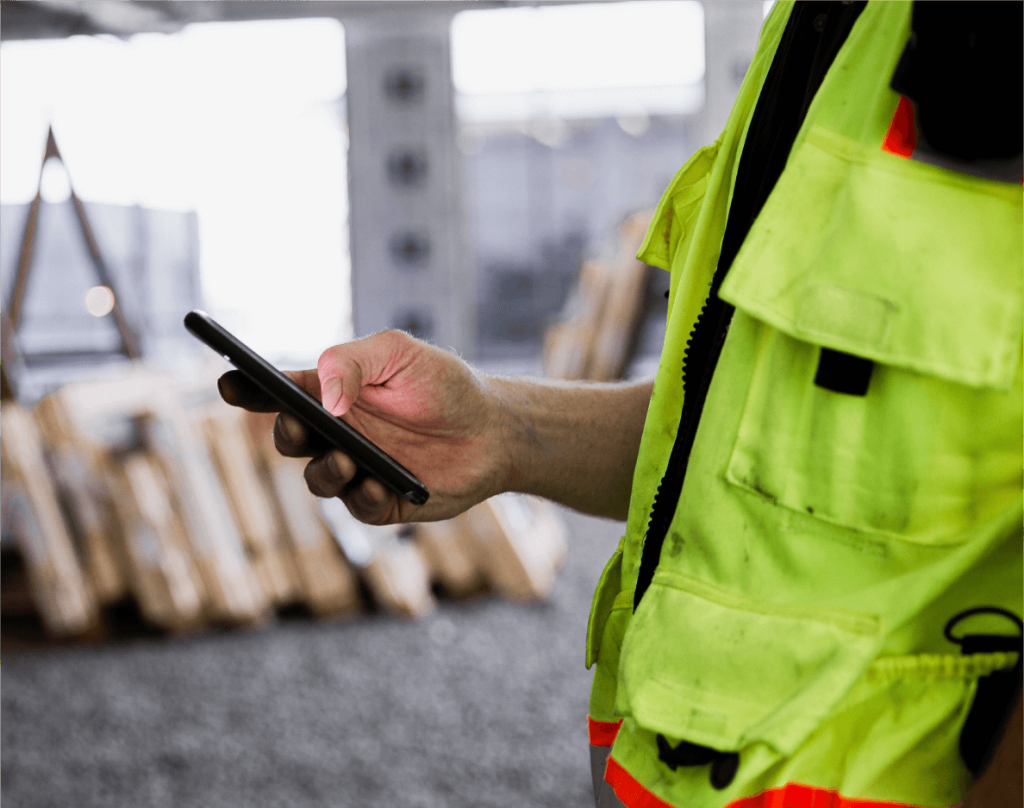 contractor using construction app.