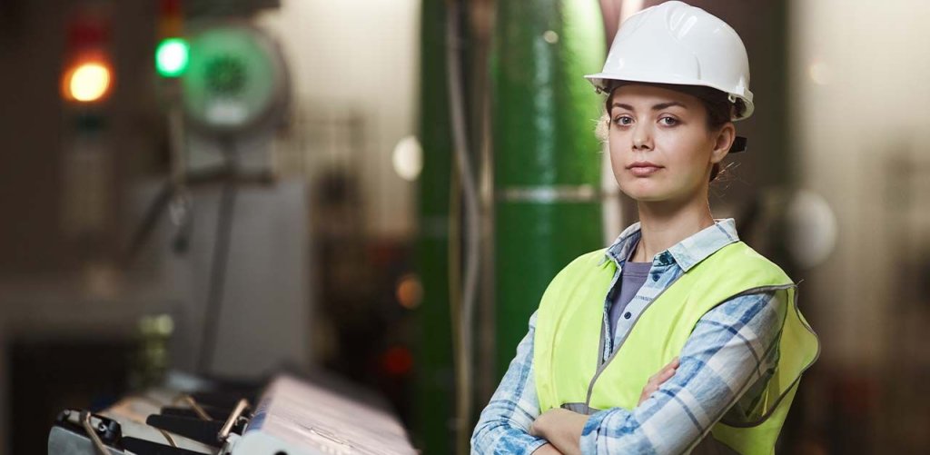 female construction worker.