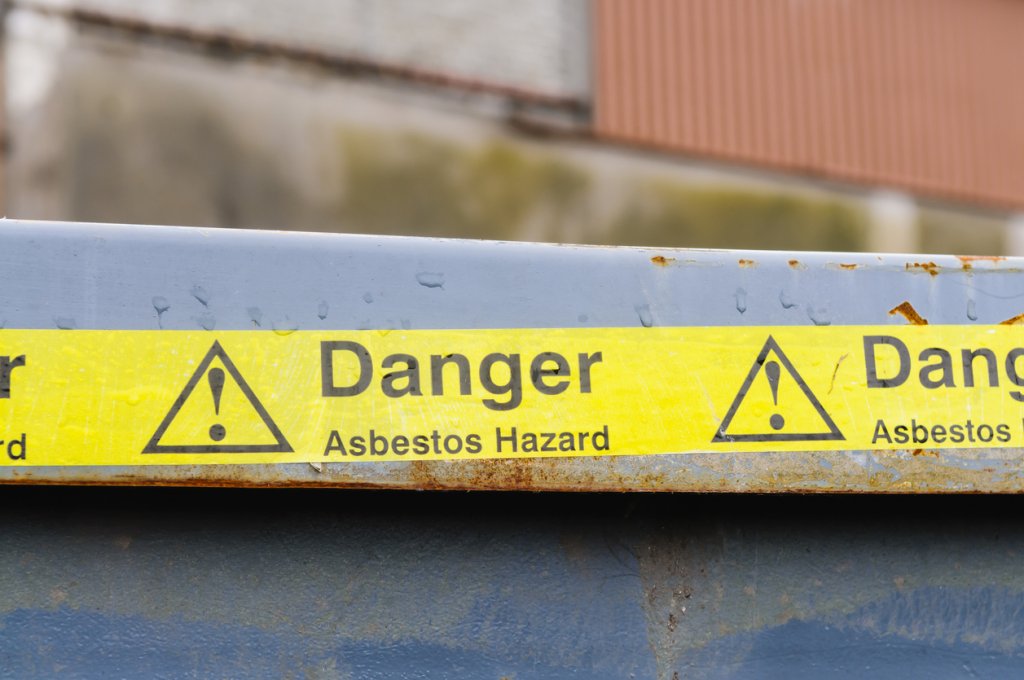 asbestos caution tape.