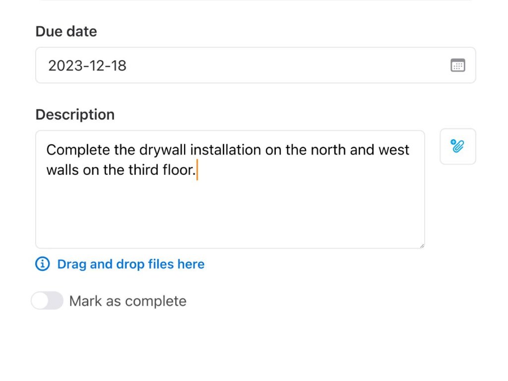 Adding a task description in Raken.