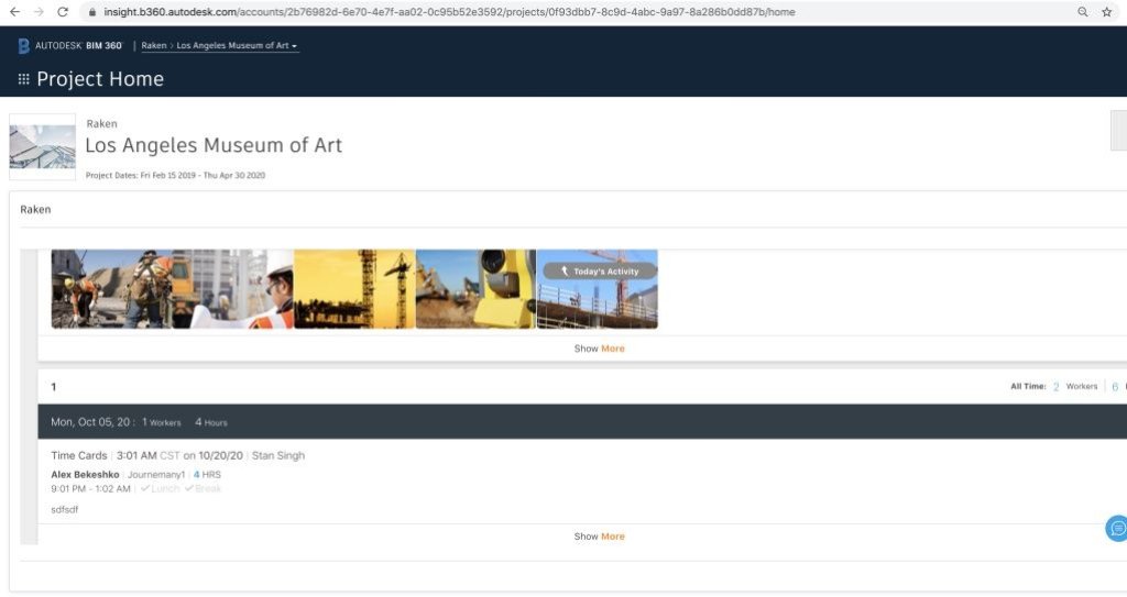 Embedded Experience in BIM 360.