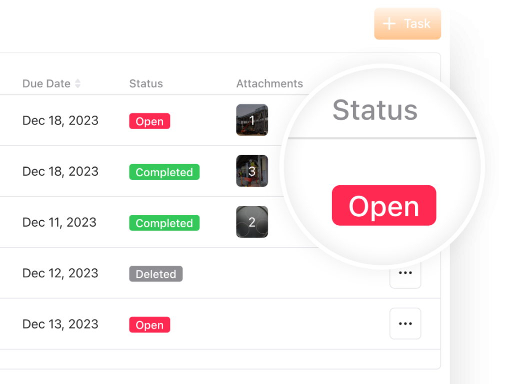 Task statuses in Raken.